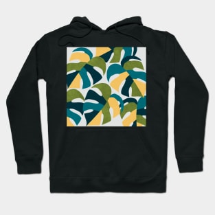 Monstera Palm Print Green and Blue Hoodie